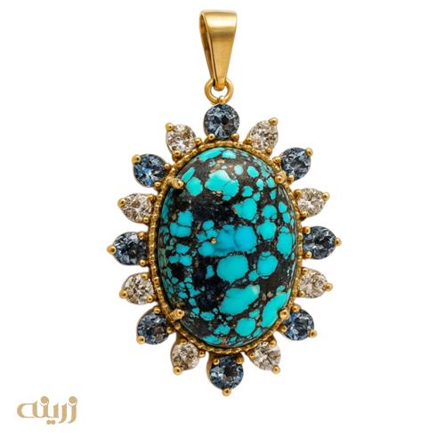 آویز طلا فیروزه سلطنتی 