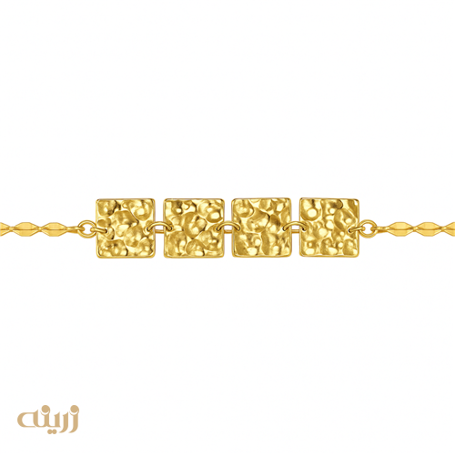 دستبند طلا چکش خور با زنجیر پولکی