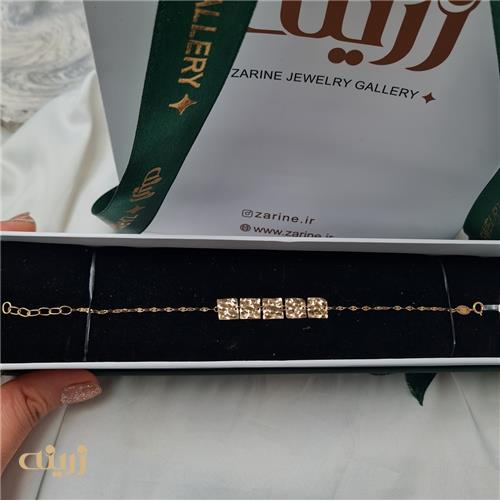 دستبند طلا چکش خور با زنجیر پولکی