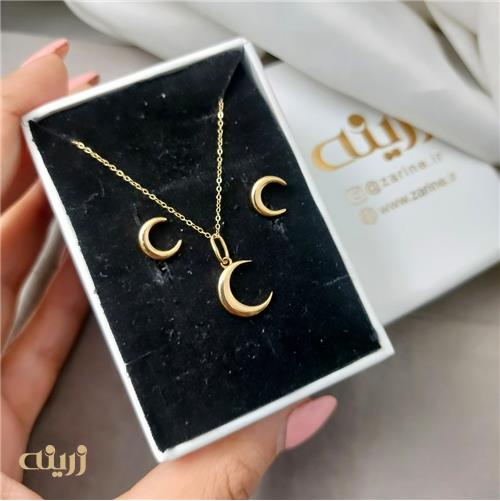نیم ست طلا طرح ماه مینیمال