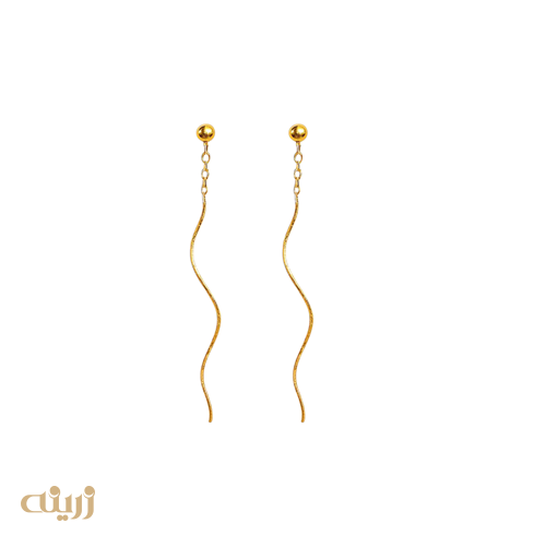 گوشواره موجی تراش دار با گوی 