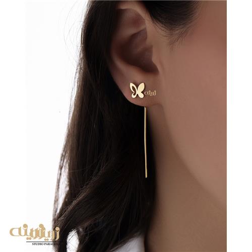 گوشواره طلا میله ای طرح دار
