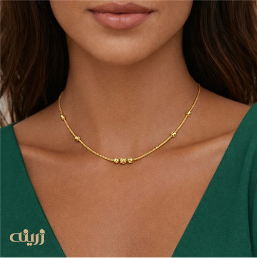 گردنبند بافتی با گوی تراش 