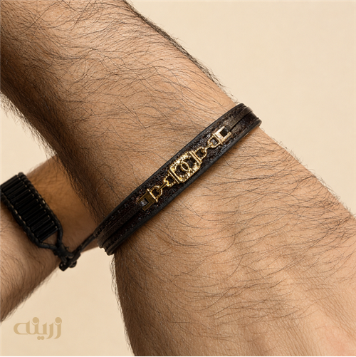 دستبند طلا چرم طرح شانل