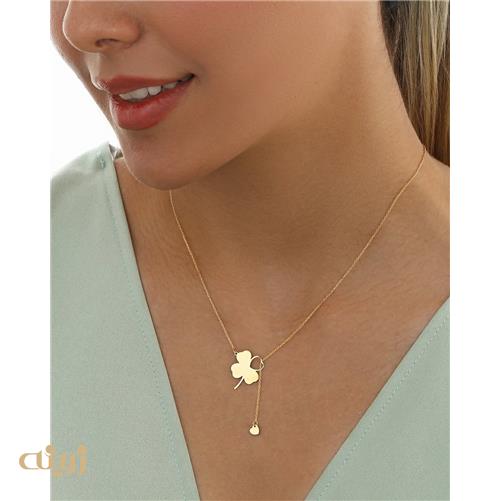 گردنبند طلا طرح کرواتی شبدر و قلب