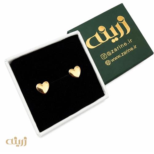 گوشواره طلا میخی قلب سه بعدی 