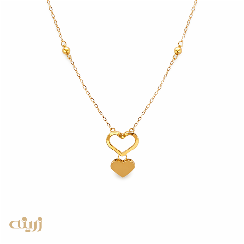 گردنبند دو قلب با گوی و زنجیر فلامینگو