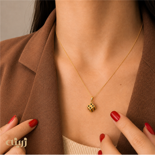 آویز طلا طرح تاس کد N0838