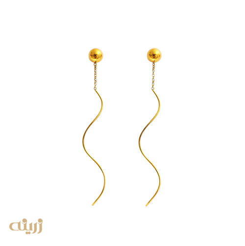 گوشواره طلا موجی گوی دار 