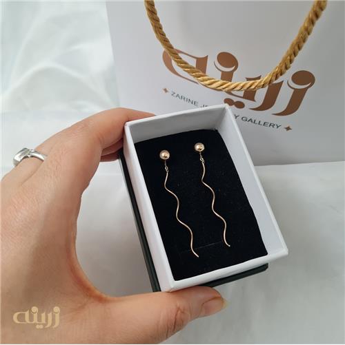 گوشواره طلا موجی گوی دار 