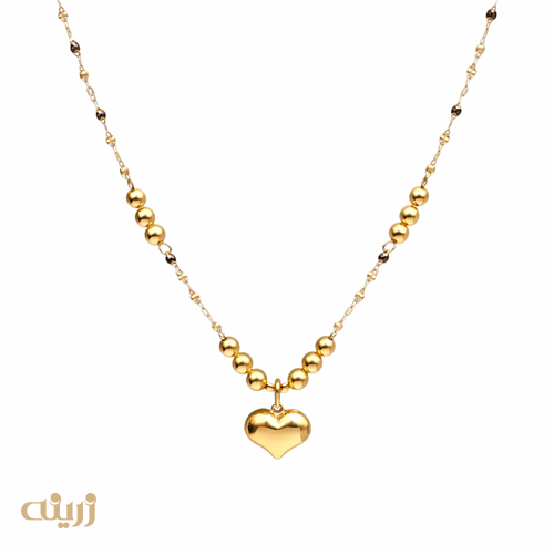 گردنبند طلا قلب و گوی با زنجیر پولکی لوکس