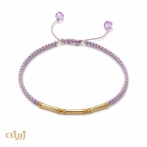 دستبند طلا طرح استوانه و گوی تراش 