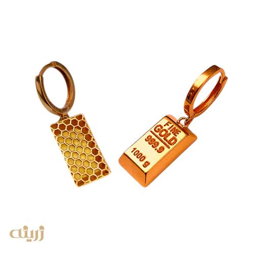 گوشواره طلا طرح شمش سوئیسی