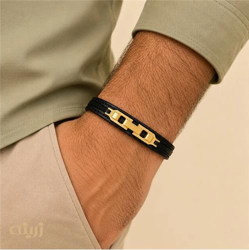 دستبند طلا چرم طرح زنجیری کد LB0059