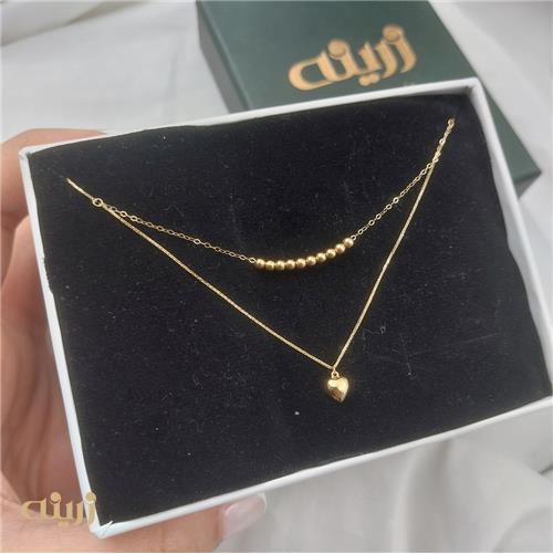 گردنبند طلا دو رج قلب گوی 