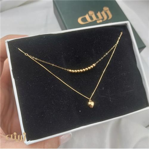 گردنبند طلا دو رج قلب گوی 