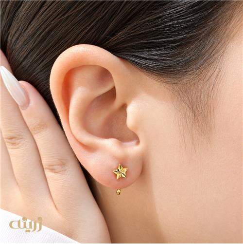 گوشواره طلا عصایی مدل ستاره تراش با قفل جی کد E0313
