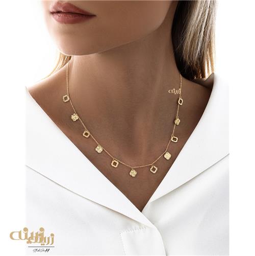 گردنبند طلا شرابه ای طرح دار تراش 