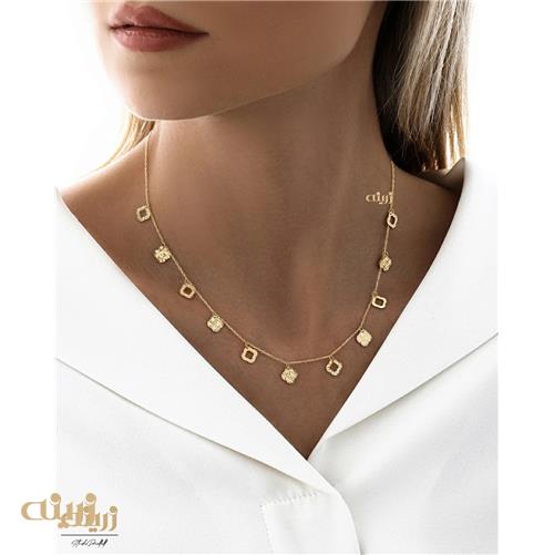 گردنبند طلا شرابه ای طرح دار تراش 