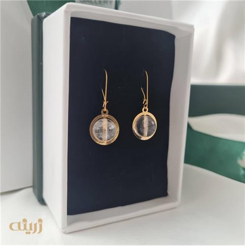 گوشواره طلا کوارتز شیشه ای کادویی