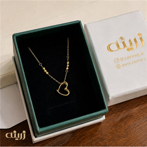 گردنبند طلا قلب مینیمال با گوی تراشطرح 2