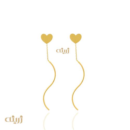 گوشواره طرح دار با  آویز موجی