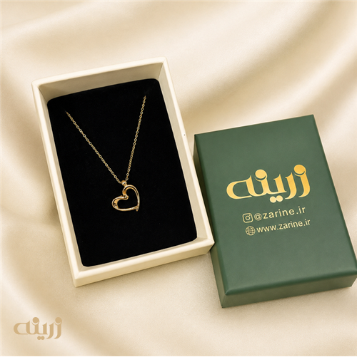 گردنبند طلا قلب مینیمال با یک گوی تراش