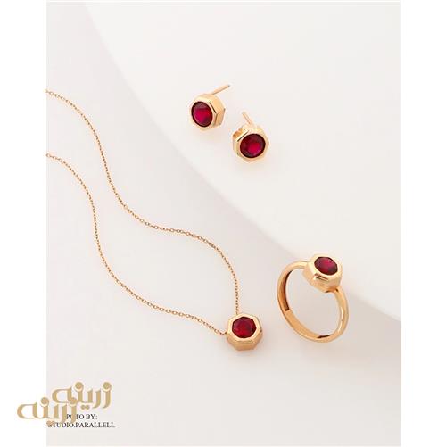 گوشواره شش ضلعی با یاقوت مصنوعی