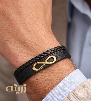 دستبند چرم گیس بافت بینهایت اسپرت