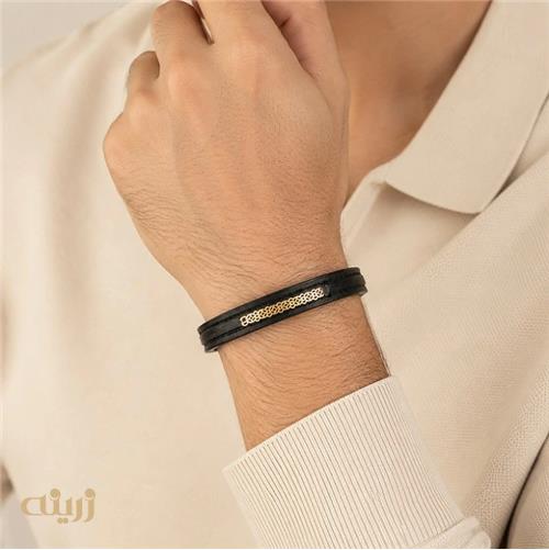 دستبند طلا چرم طرح اسلیمی 2