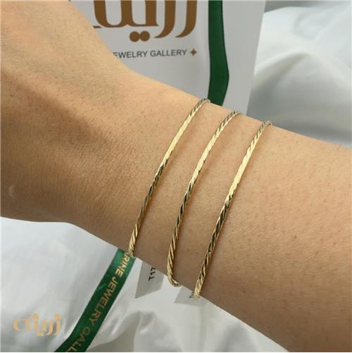 دستبند النگویی طلا پیچی تخت سبک