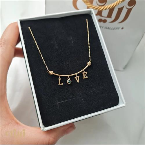 گردنبند طلا  lOVE مفتولی با سنگ مارکو