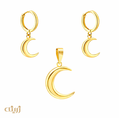 نیم ست مینیمال ماه با گوشواره روکو