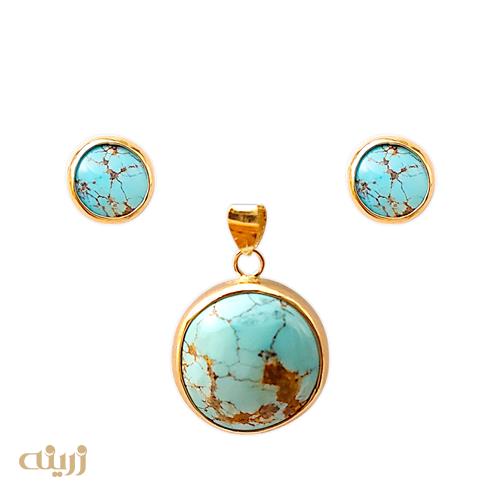 نیمست طلا فیروزه طبیعی دایره ای 