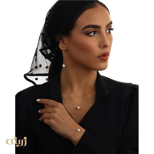 گوشواره طلا با مروارید و گوی طلا