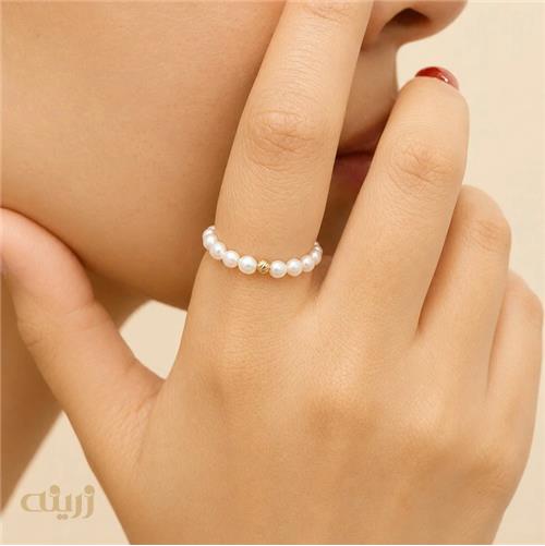 انگشتر طلا مرواریدی تک رج با گوی تراش کادویی کد R0207