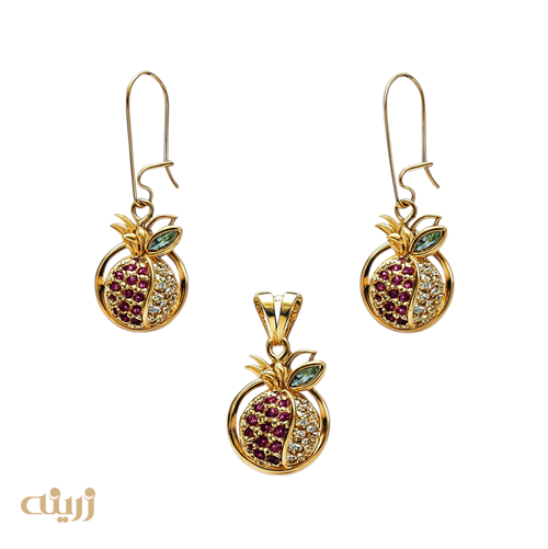 نیم ست طلا انار برگ دار کادویی