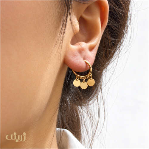 گوشواره طلا حلقه ای پولکی 12 میل کد E0343