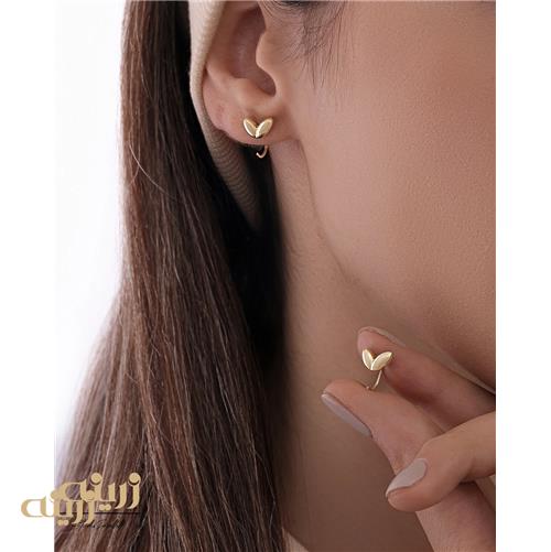 گوشواره طلا عصایی قلب برجسته