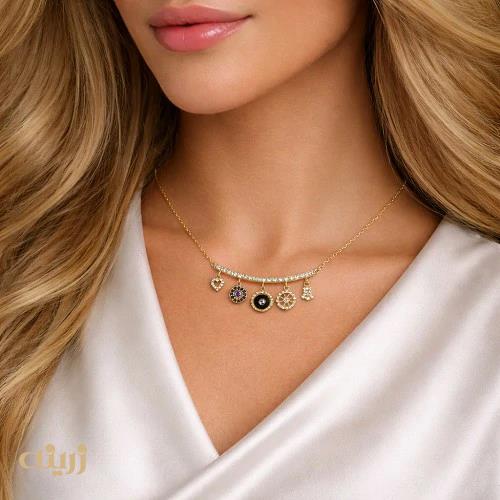 گردنبند شرابه ای نگین دار 