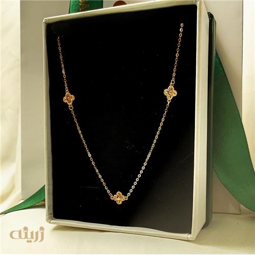 گردنبند طلا ونکلیف تراش پرسی سبک سه گل