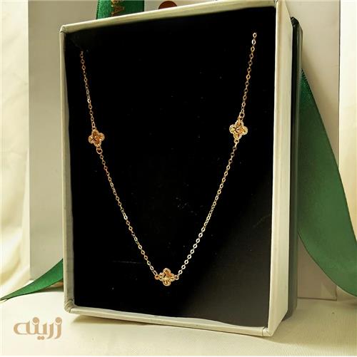 گردنبند طلا ونکلیف تراش پرسی سبک سه گل