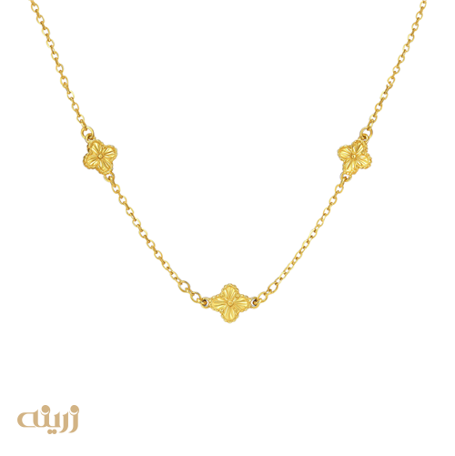 گردنبند طلا ونکلیف تراش پرسی سبک سه گل