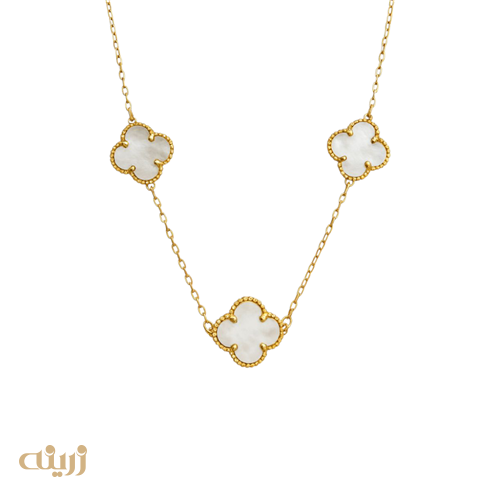 گردنبند طلا سه ونکلیف سنگدار 