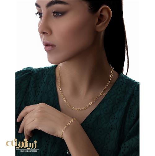 گردنبند طلا تمام قلب لوکس آیینه ای 