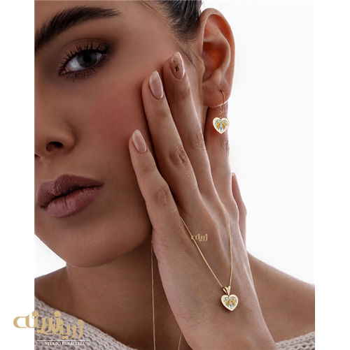 نیم ست طلاسواروسکی قلب کادویی