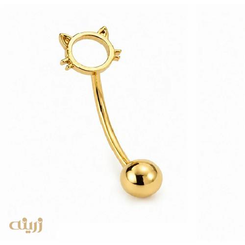 پیرسینگ ناف طلا طرح گربه کد NPI0011