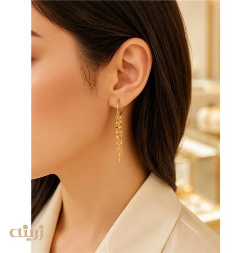گوشواره طلا شرابه ای با قفل حلقه ای  