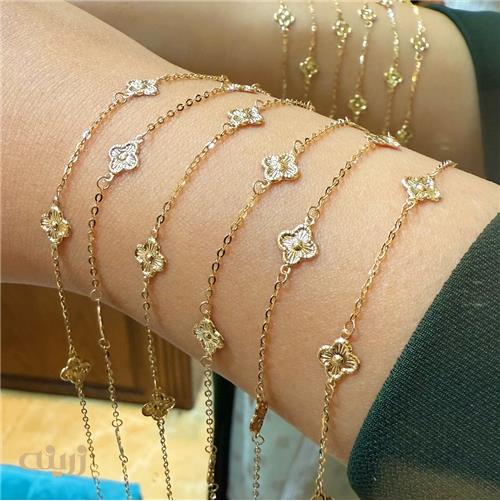 دستبند طلا  ونکلیف پنج گل سبک لوکس