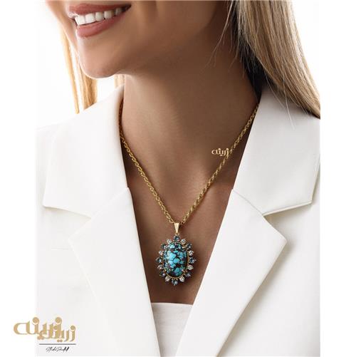 آویز طلا فیروزه سلطنتی 